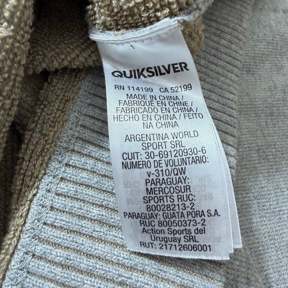 Quiksilver Mens XL Heather Grey Crewneck Knit Sweater Radical Times Patch Logo - Picture 8 of 10